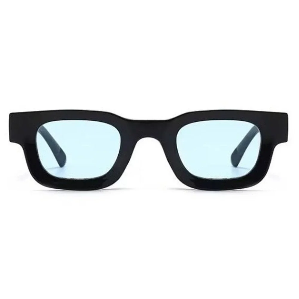 Square Sunglasses Blue Lens Black Frame Mens Fashion Sun Glasses Classic Lentes‎